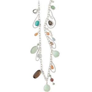 NWT🏷 Lia Sophia MESA necklace retired, MULTI STONES & matte silver